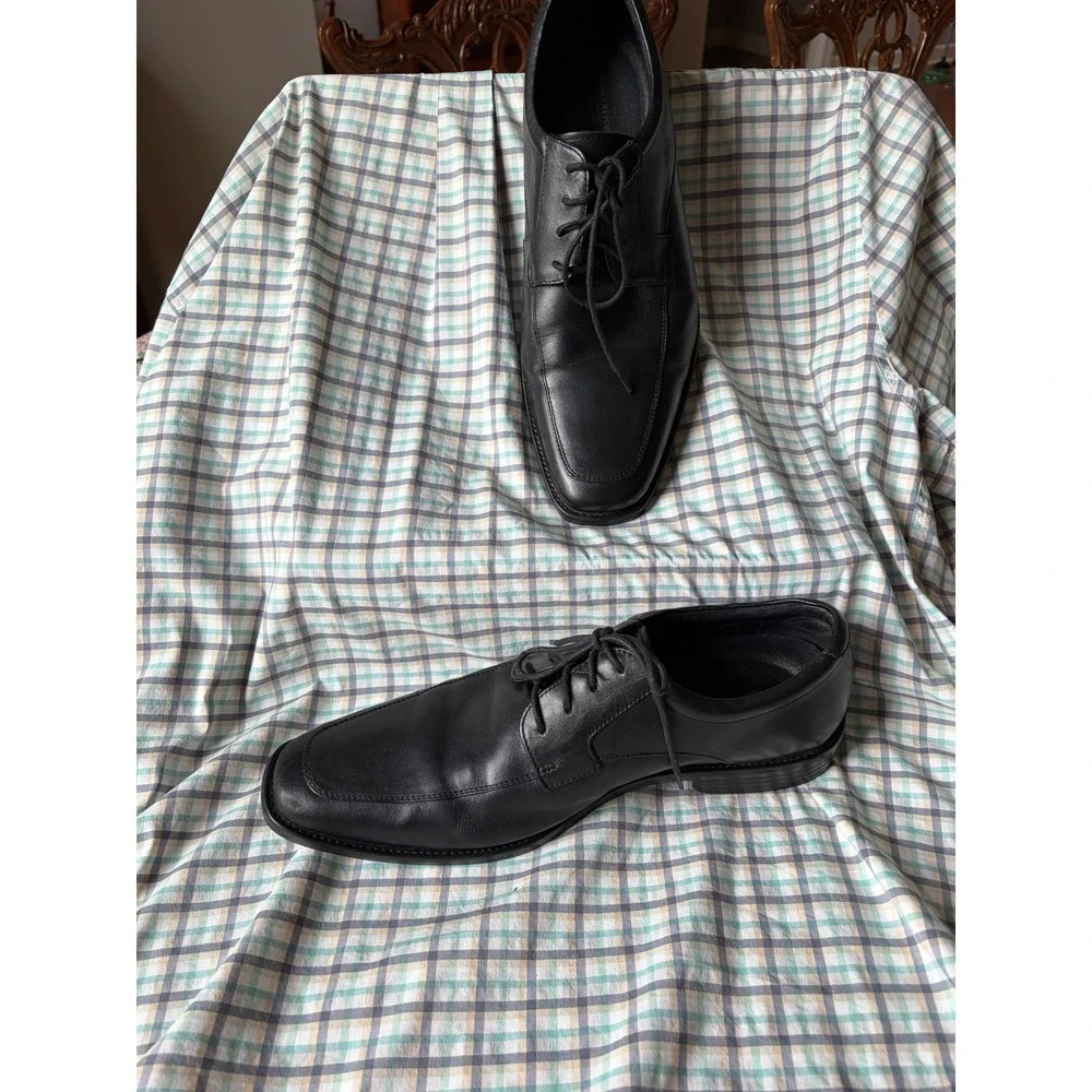 Banana Republic Mens Black Leather Bicycle Toe Dress Shoes Advanced Comfort 10M